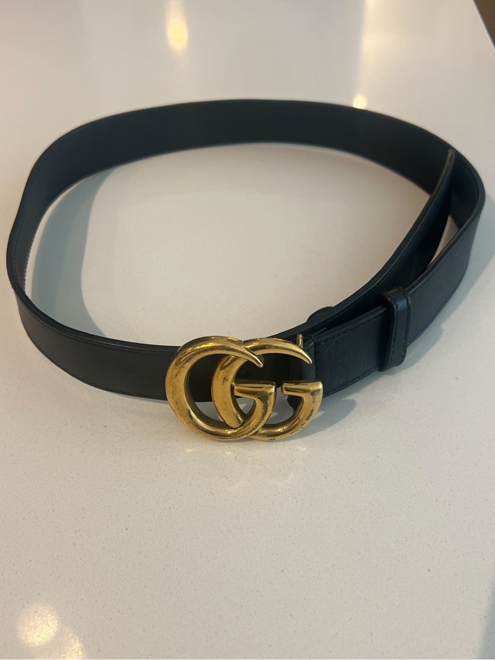 Gucci Small Marmont Belt Black and Gold
